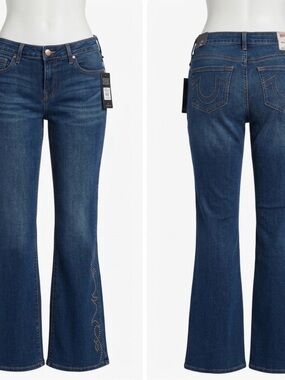 True Religion Women's Indigo Flare Jeans with Studded Side Detail